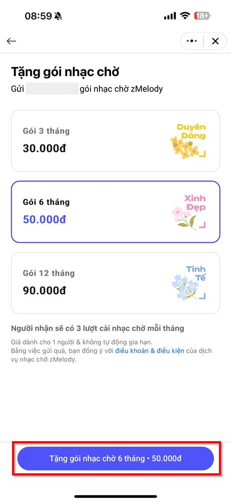 Cách tặng nhạc chờ cho bạn bè trên Zalo 3