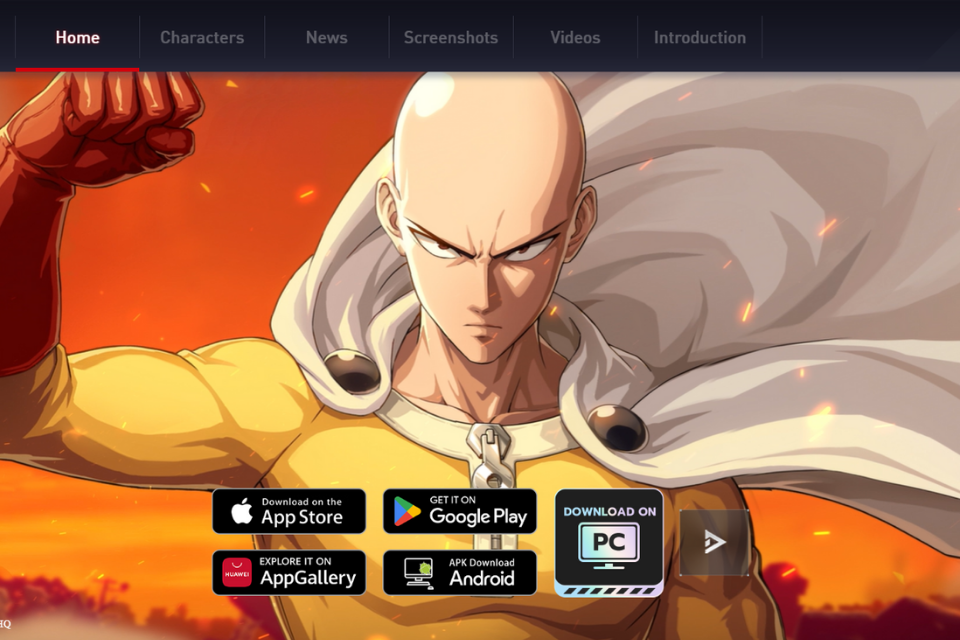Truy cập vào trang chủ của trò chơi One Punch Man: World tại đây
