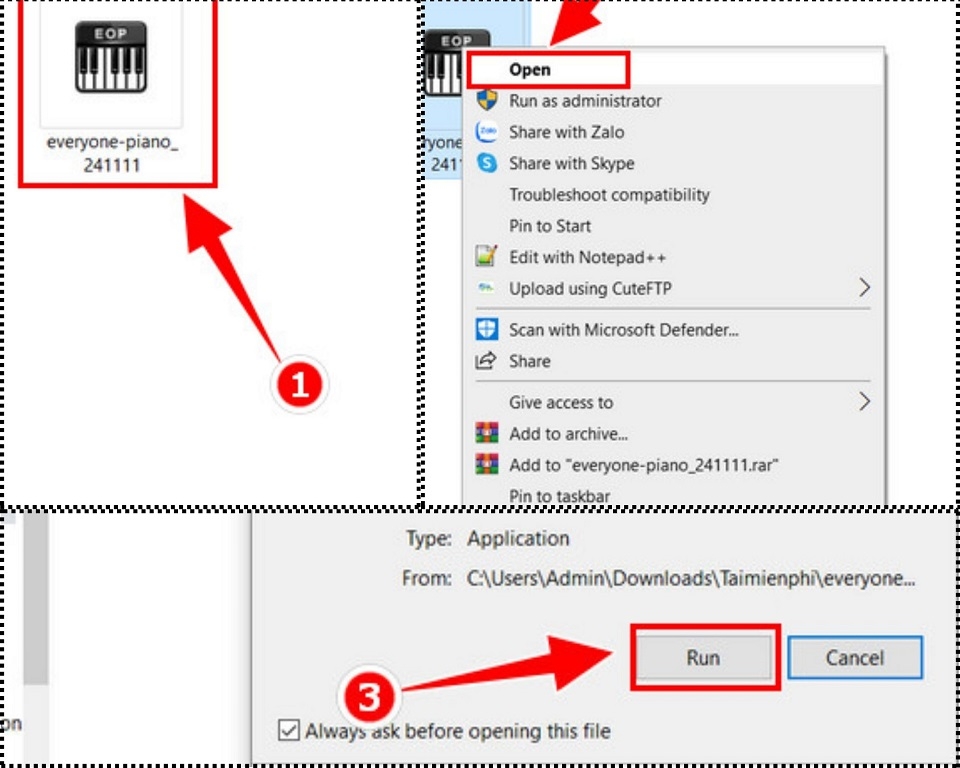 Các thao tác đơn giản để bắt đầu cài đặt Everyone Piano