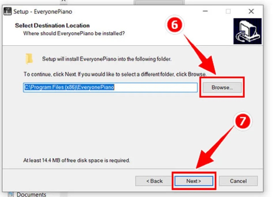 Chọn vị trí lưu phần mềm Everyone Piano