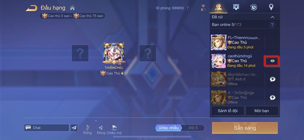 Cách xem bạn bè đang đấu trong Liên Quân Mobile 1
