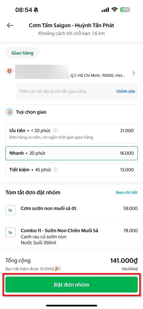 Cách đặt đơn Grab theo nhóm 5