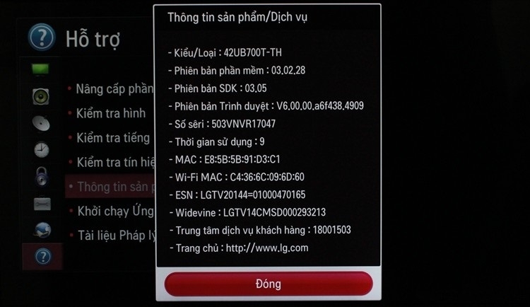 Kiểm tra bằng thao tác trên tivi LG