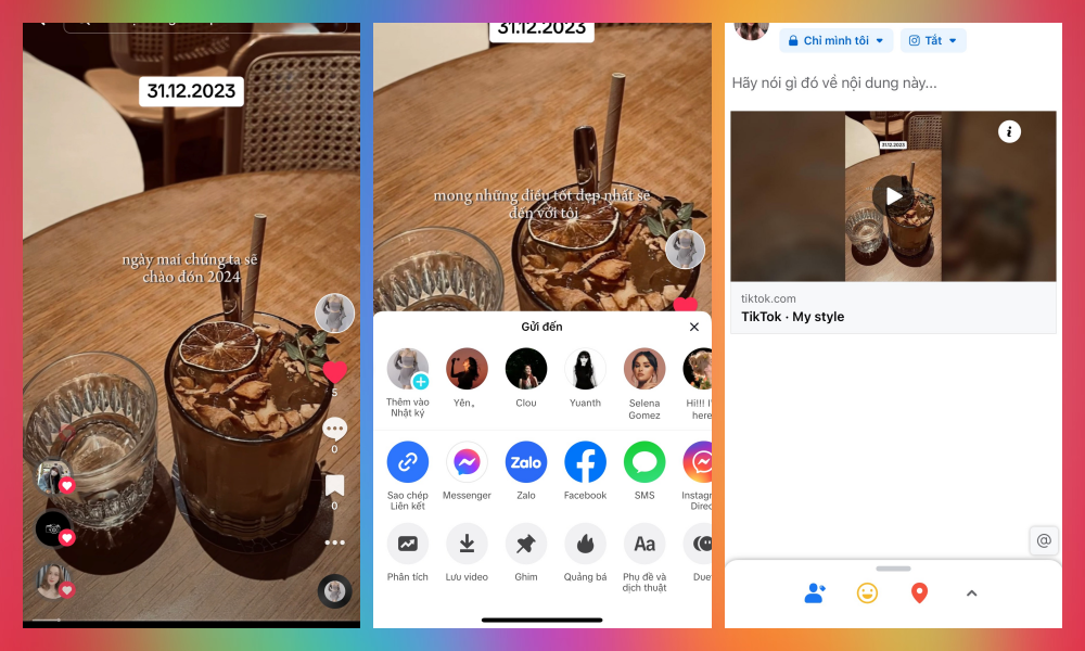 Cách chia sẻ video TikTok lên story Facebook 2