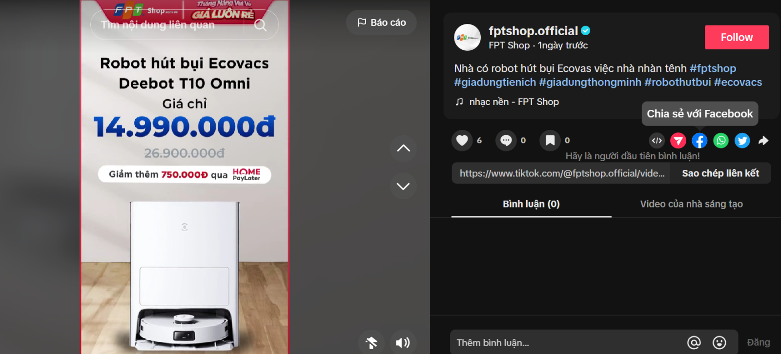 Cách chia sẻ video TikTok lên story Facebook 5