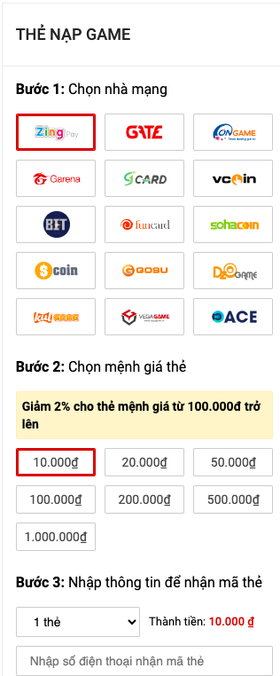 Mua thẻ Zing ở đâu 3