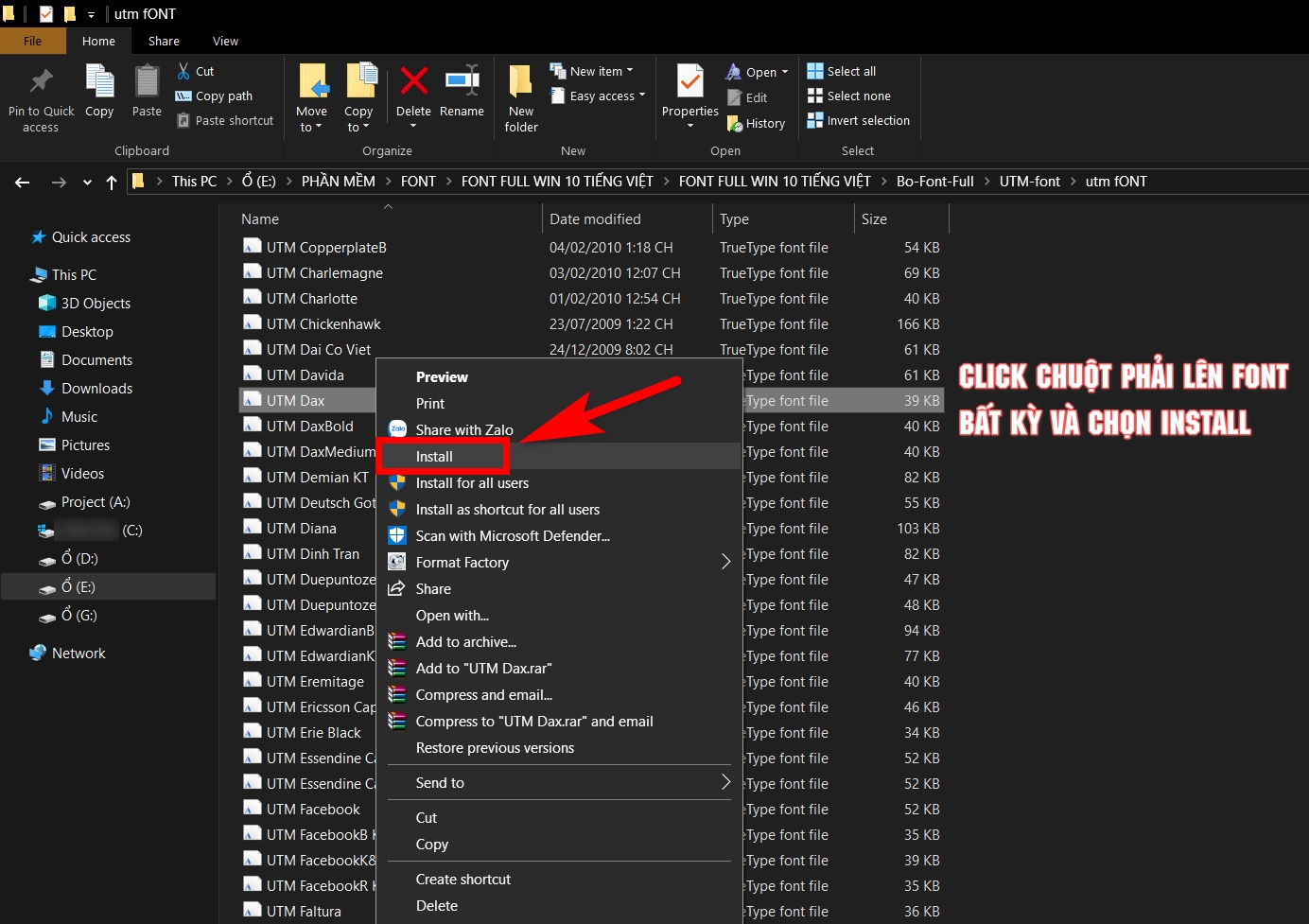 font full win 10 3