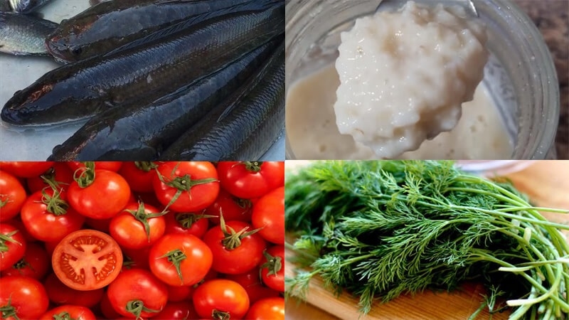Nguyên liệu nấu canh chua cá lóc cơm mẻ