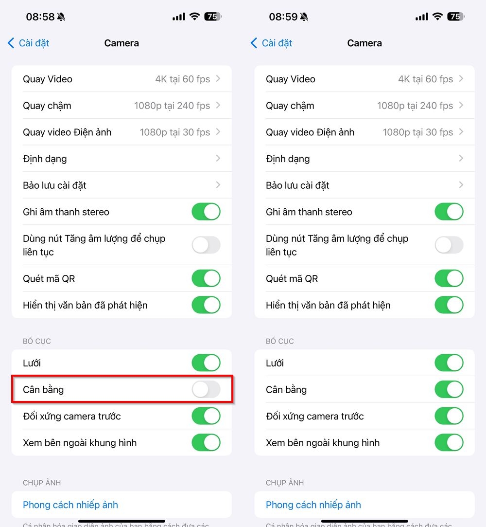 Cách bật tính năng cân bằng trên iPhone 2