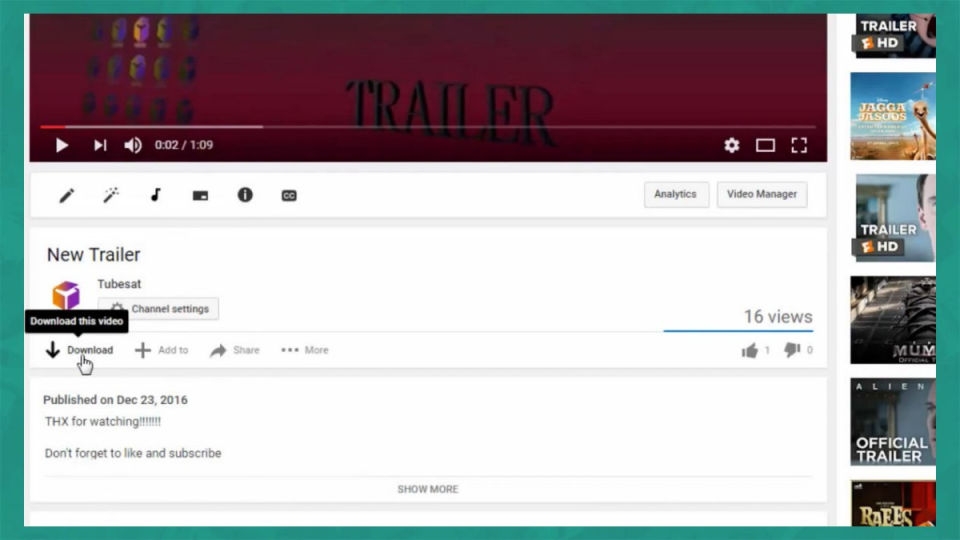 Mở video phim rồi chọn Download