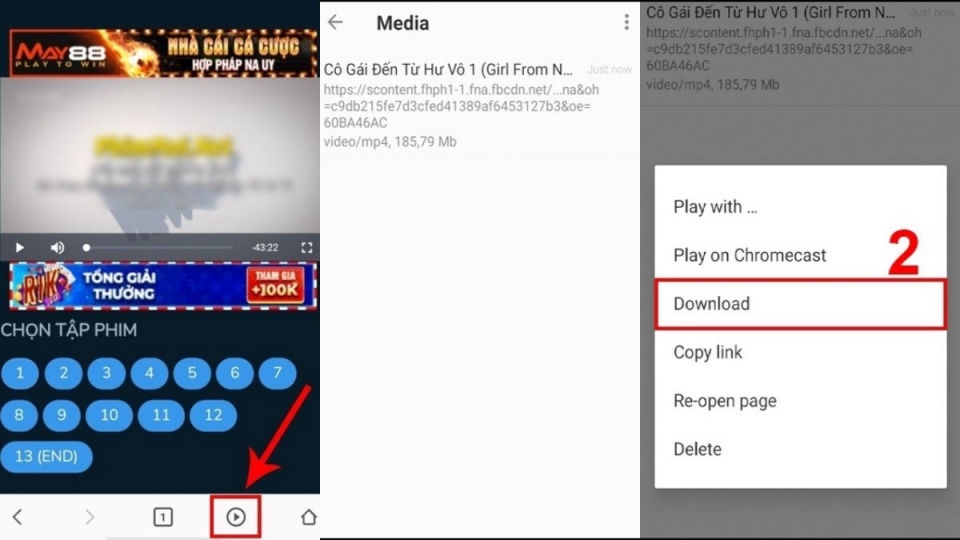 Vào phim, chọn Media, chọn Download