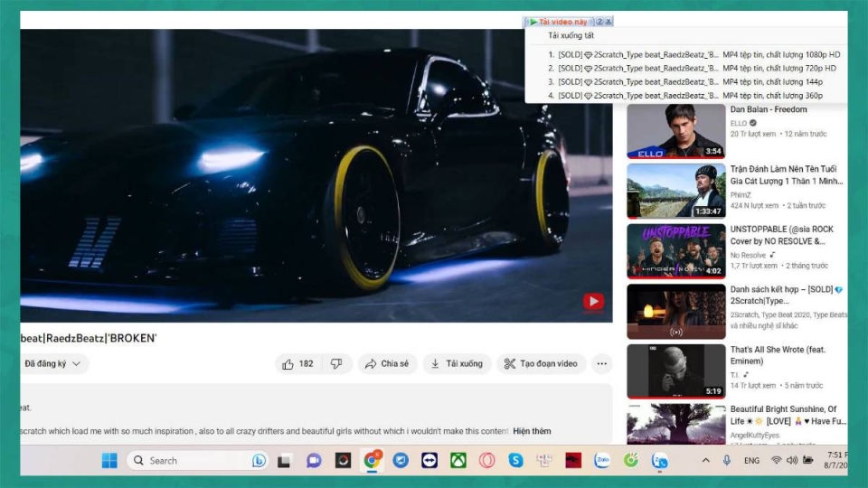 Nhấn vào biểu tượng IDM rồi chọn định dạng video