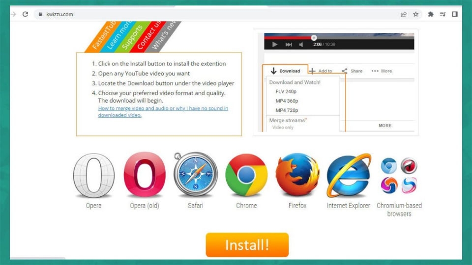 Vào Kwizzu.com chọn Install