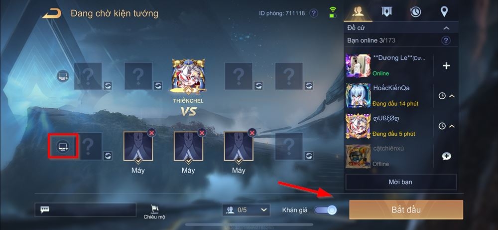 Cách tạo phòng đấu với máy trong Liên Quân Mobile 4