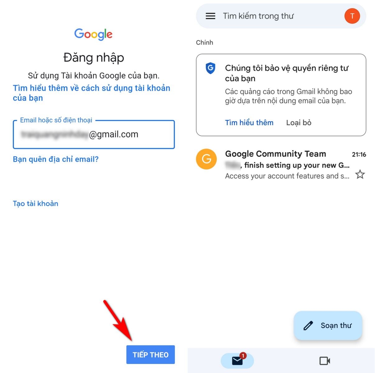 cách tạo gmail trên điện thoại 6