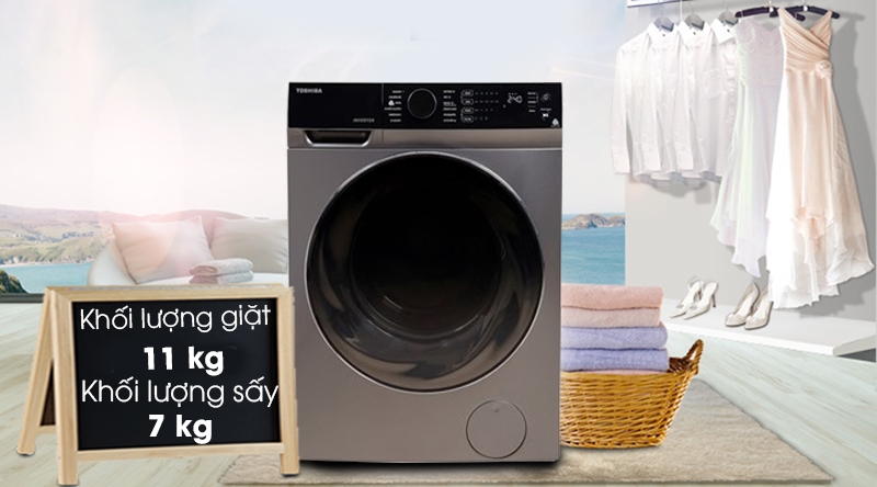 cách sử dụng chế độ sấy khô máy giặt Toshiba 2