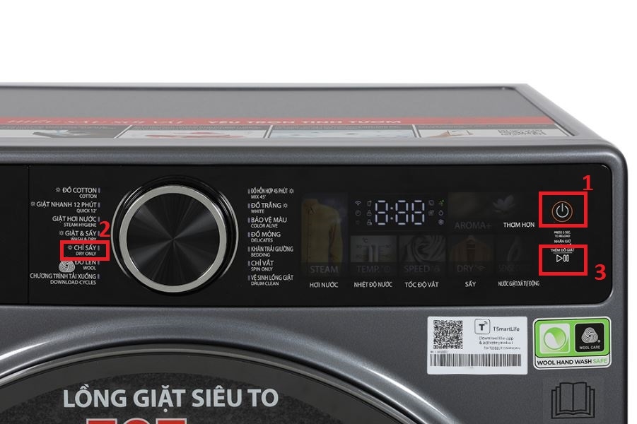 cách sử dụng chế độ sấy khô máy giặt Toshiba 4