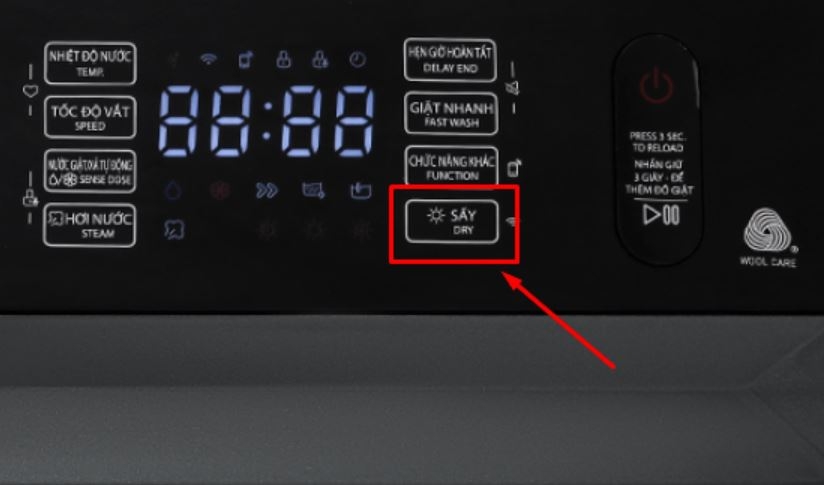 cách sử dụng chế độ sấy khô máy giặt Toshiba 6