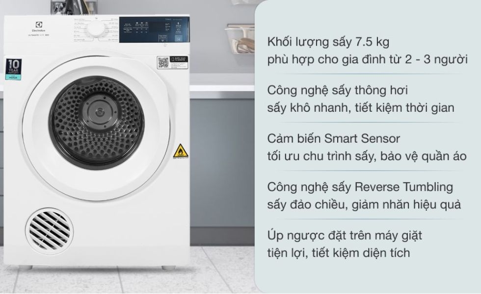 Máy sấy Electrolux Inverter EDV754H3WB