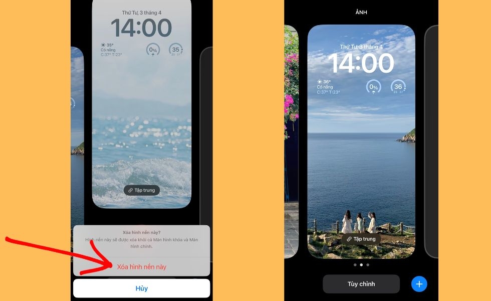 xóa hình nền iPhone 1s