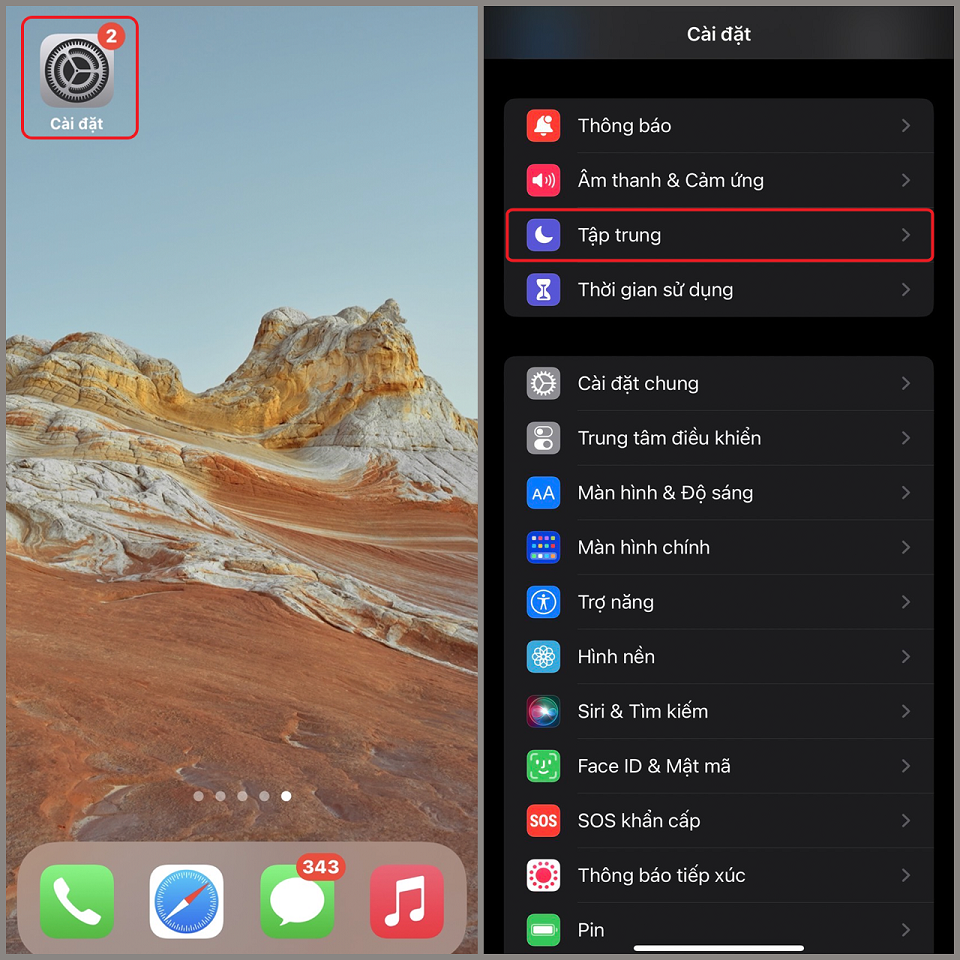 Cách để bắt đầu thiết lập chế độ tập trung trên iPhone