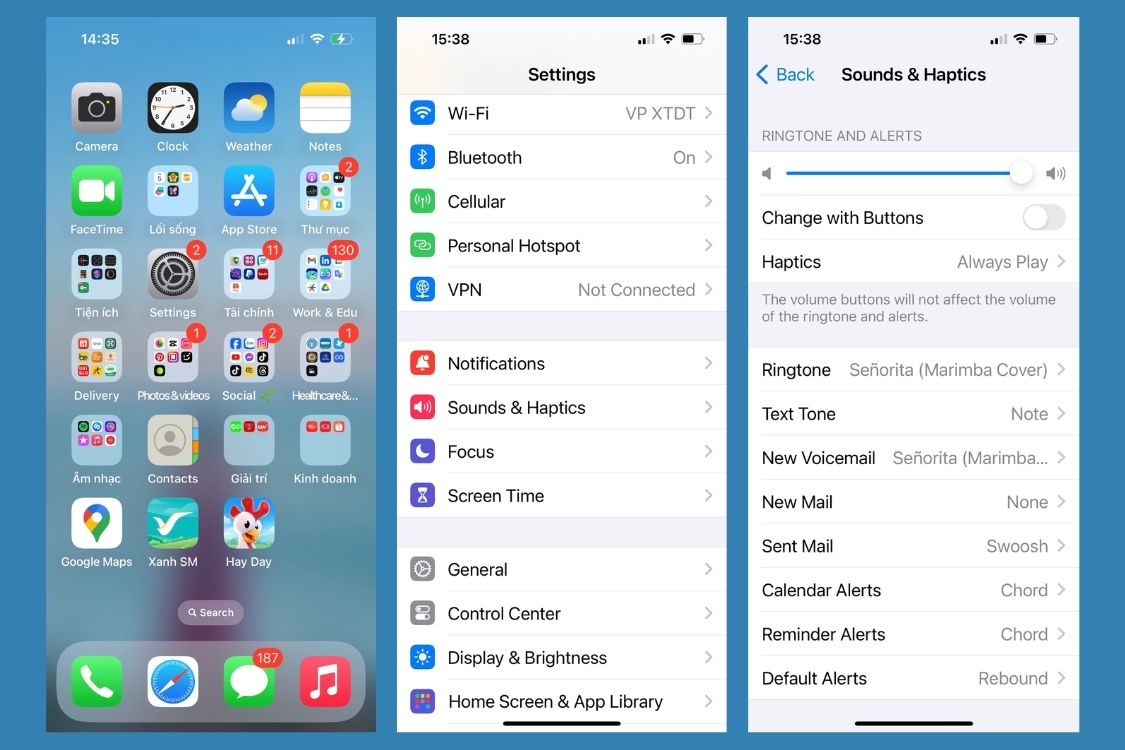 Tắt rung trong “Cài Đặt Nhạc Chuông” 1