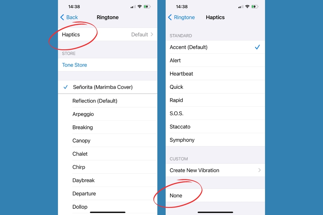 Tắt rung trong “Cài Đặt Nhạc Chuông” 2