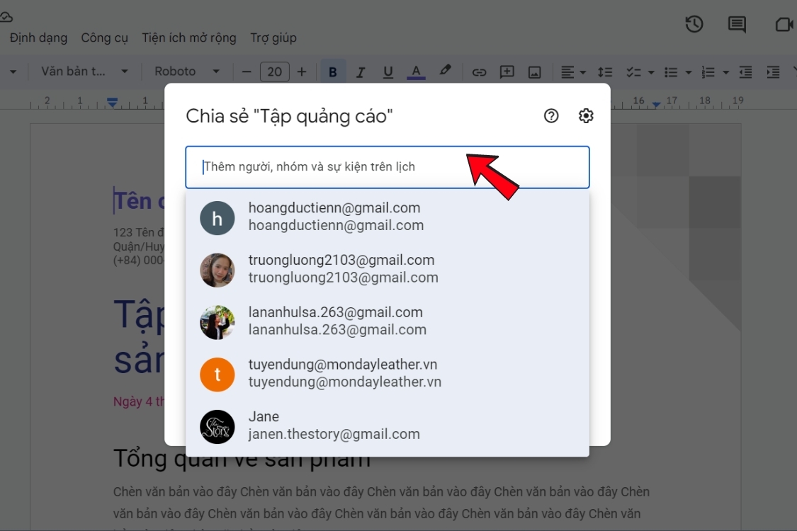 Cách chia sẻ file Docs của mình cho người khác