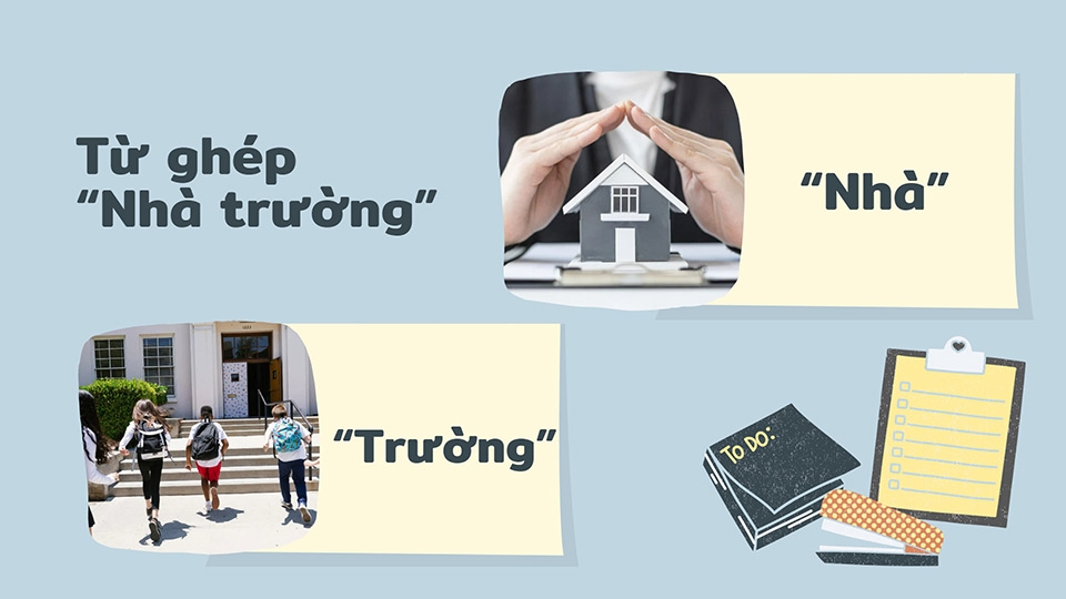 Từ ghép là sự kết hợp của hai từ đơn có nghĩa