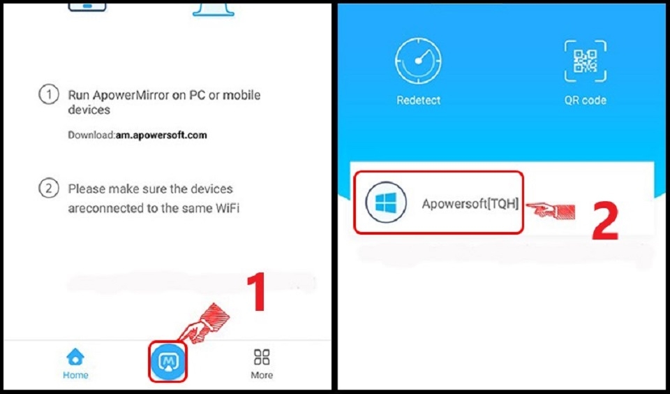 Các thao tác đơn giản để kết nối thiết bị với ApowerMirror