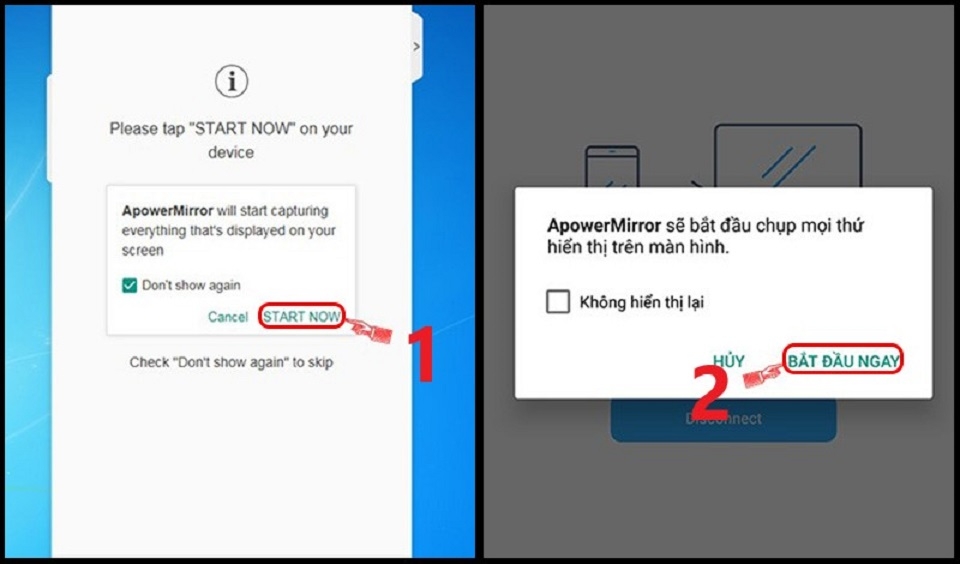 Bấm “Start now” hoặc “bắt đầu ngay” để hoàn tất quá trình kết nối