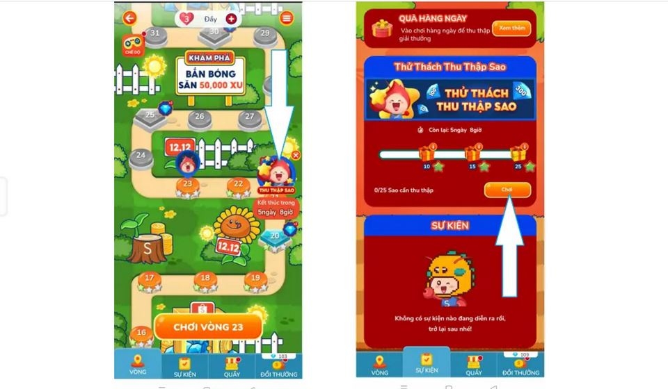 Thử thách thu thập sao trong game