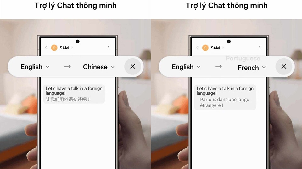 Chức năng Chat AI cho phép giao tiếp nhiều ngôn ngữ khác nhau