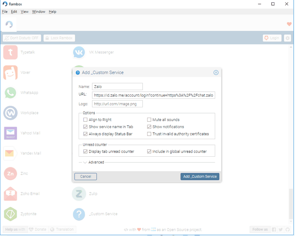 Bổ sung tên của ứng dụng