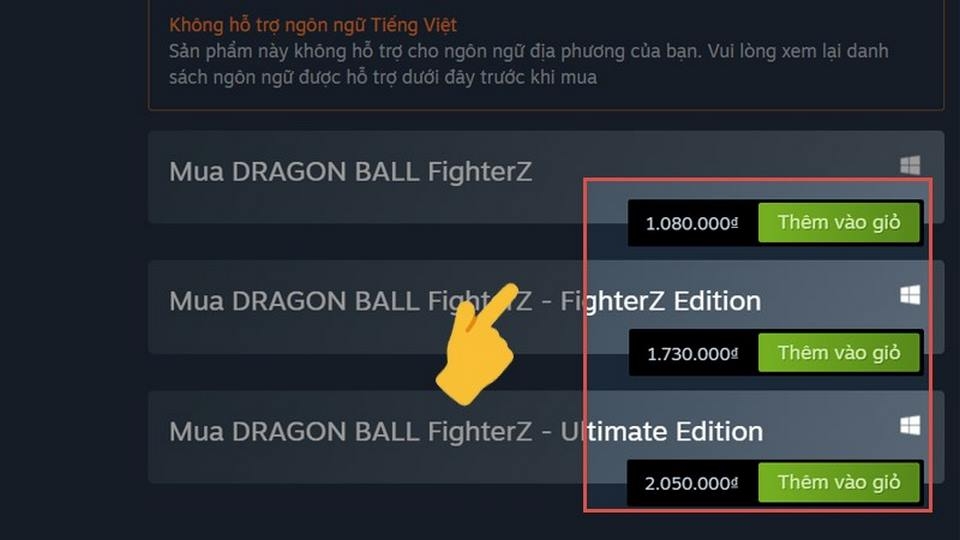 Chọn dịch vụ trải nghiệm