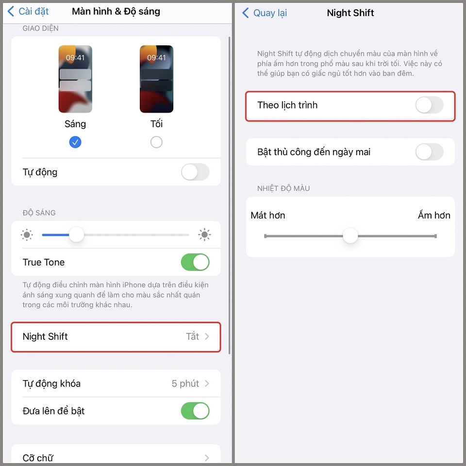 Chế độ bảo vệ mắt trên iPhone 5