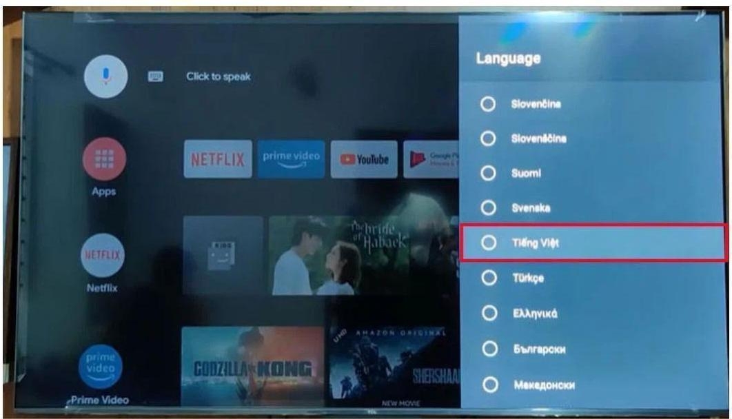 Cách cài đặt tiếng Việt cho tivi TCL (ảnh 4)