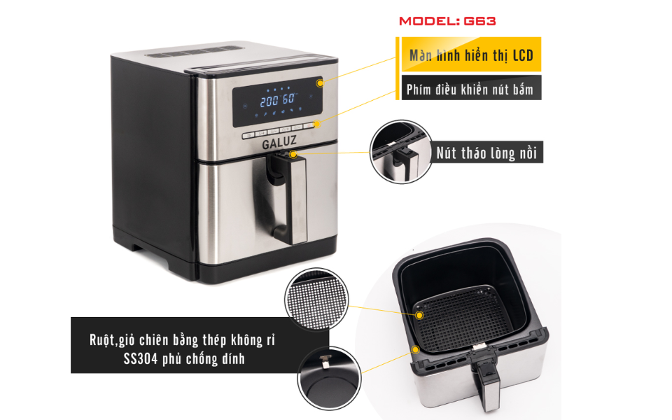Nồi chiên không dầu Galuz 7.0L G-63