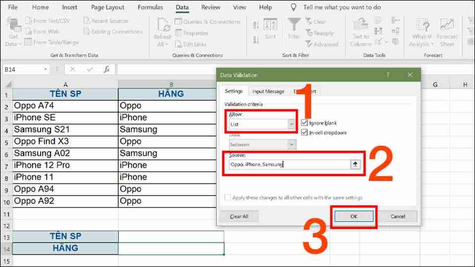 Chọn các thao tác theo hướng dẫn