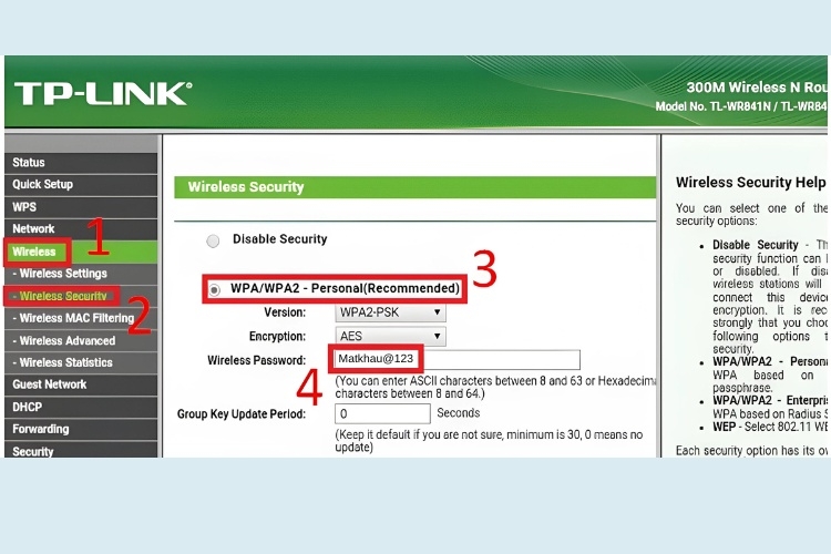 Cách đổi mật khẩu wifi SCTV nếu chọn cấu hình WPA/WPA2