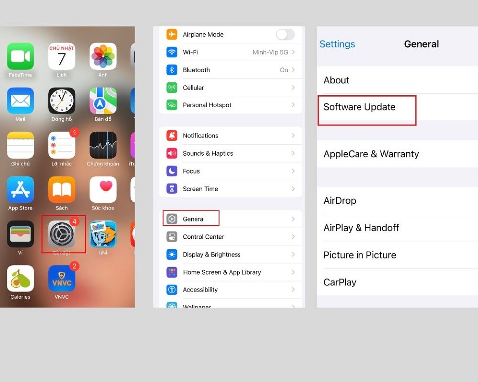 Cách bước cập nhật phần mềm trên iPhone