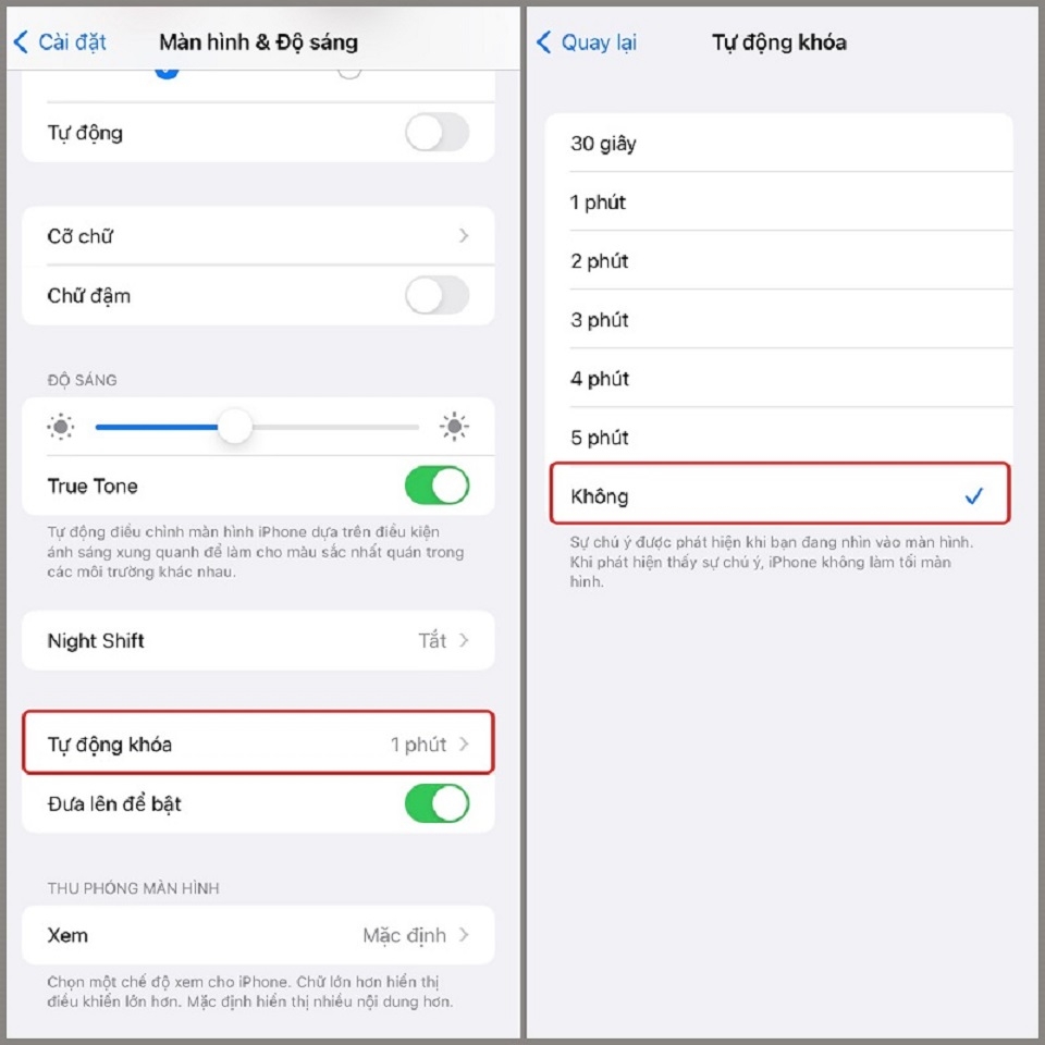 Có nhiều tùy chọn về thời gian khóa màn hình cho bạn lựa chọn