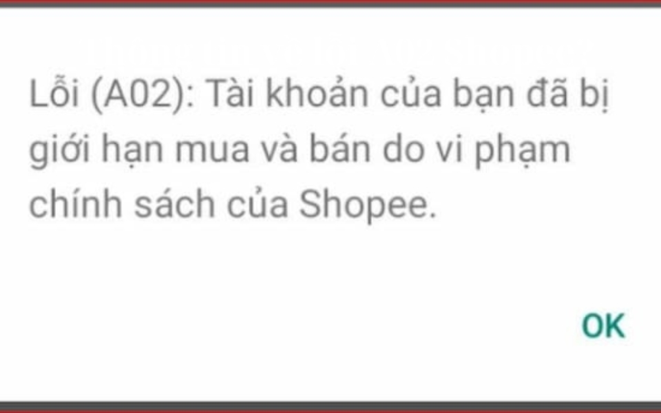 Nguyên nhân phổ biến của lỗi A02 Shopee