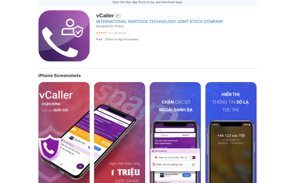Ứng dụng vCaller chống cuộc gọi spam