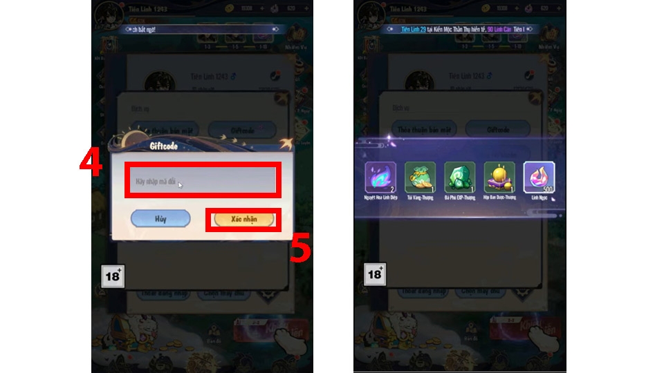 Sau khi nhập code chính xác người chơi sẽ nhận được phần quà tương đương