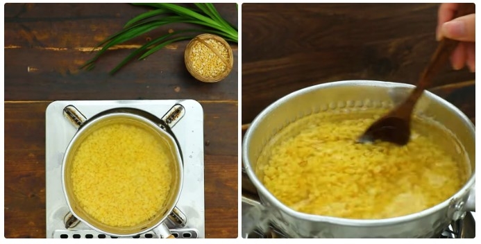 Cách làm sữa đậu xanh lá dứa - 4