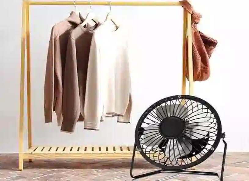 cách làm khô quần áo bằng quạt 2