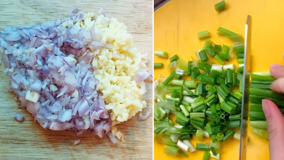 Sơ chế nguyên liệu làm canh bí đỏ hầm xương.