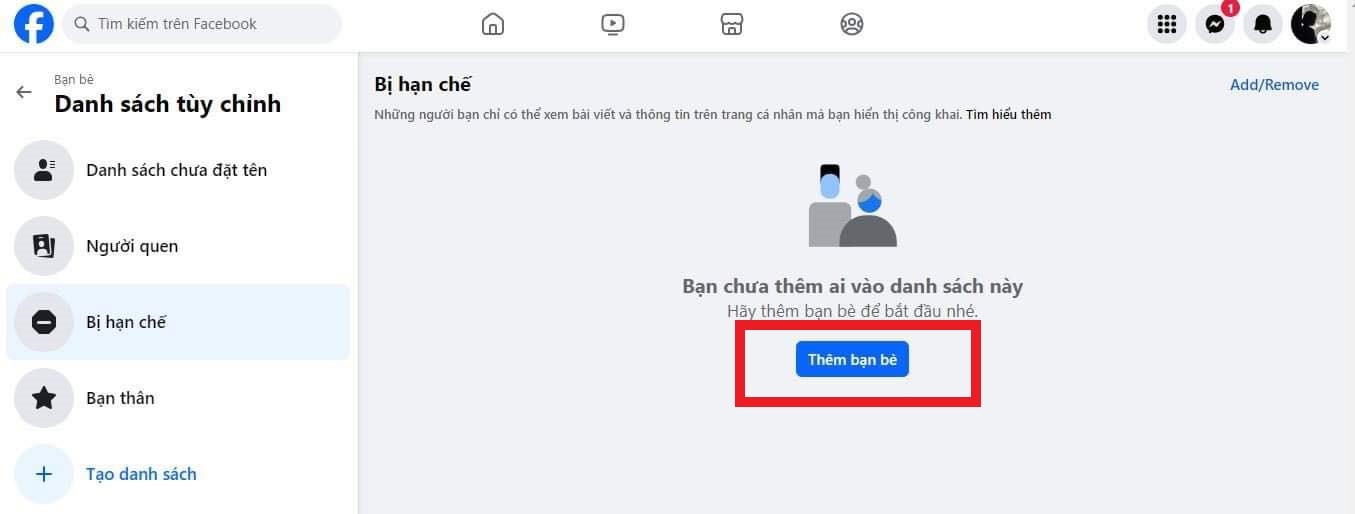 danh sách bị hạn chế trên Facebook - hình 10