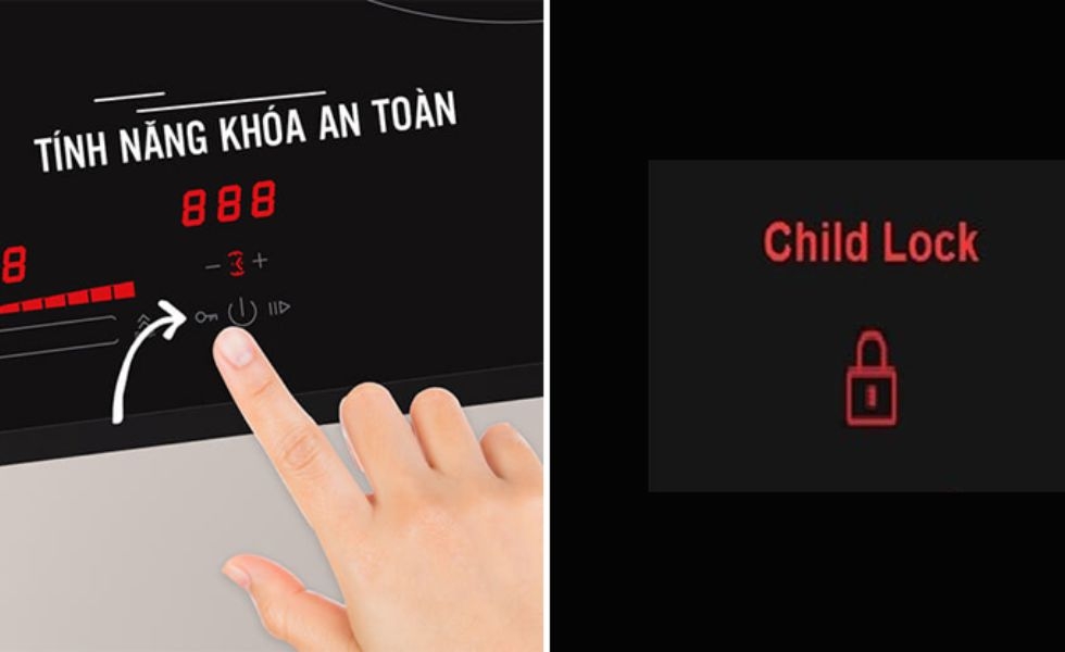 nút khóa trẻ em của bếp điện